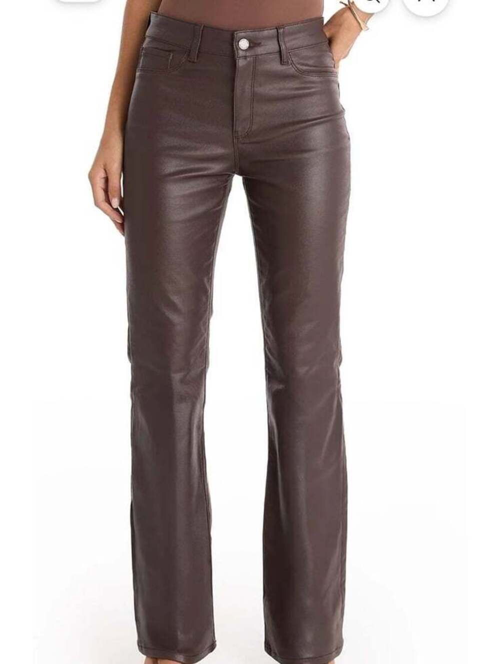 The Noli Shop high rise flare coated jeans